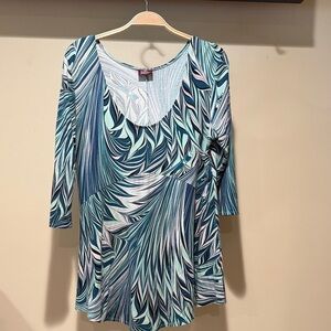 Elegant Blue and White Women's Blouse